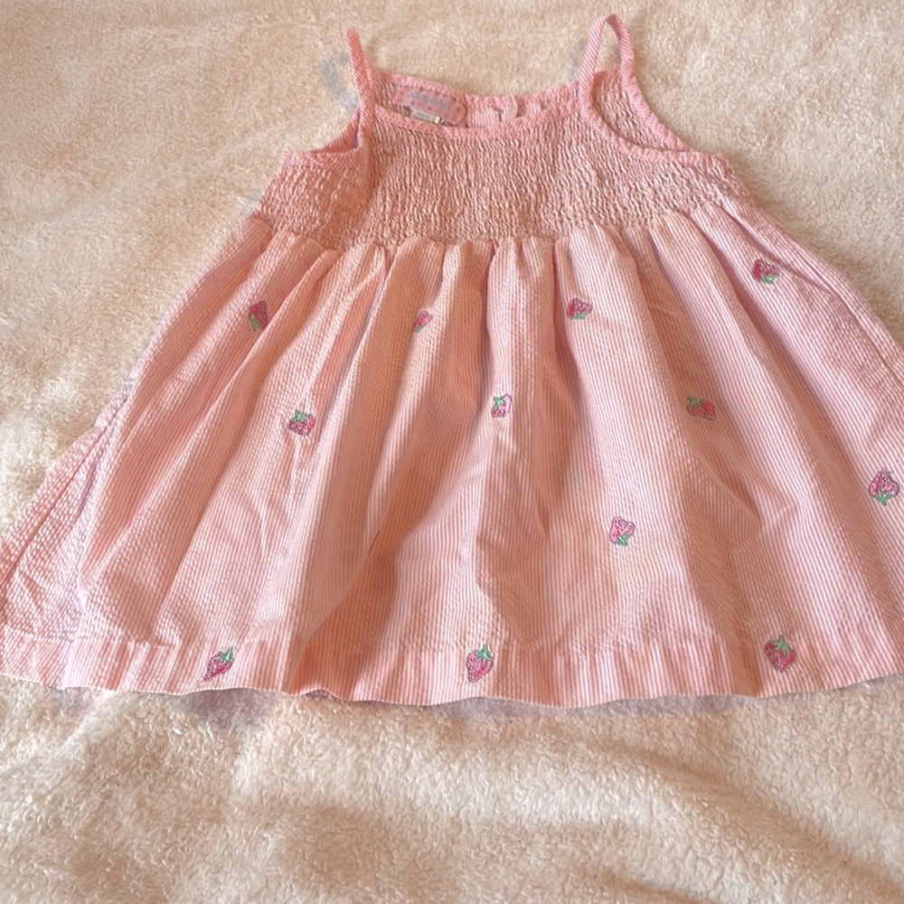 Dress, Samara, pink stripes with strawberries.